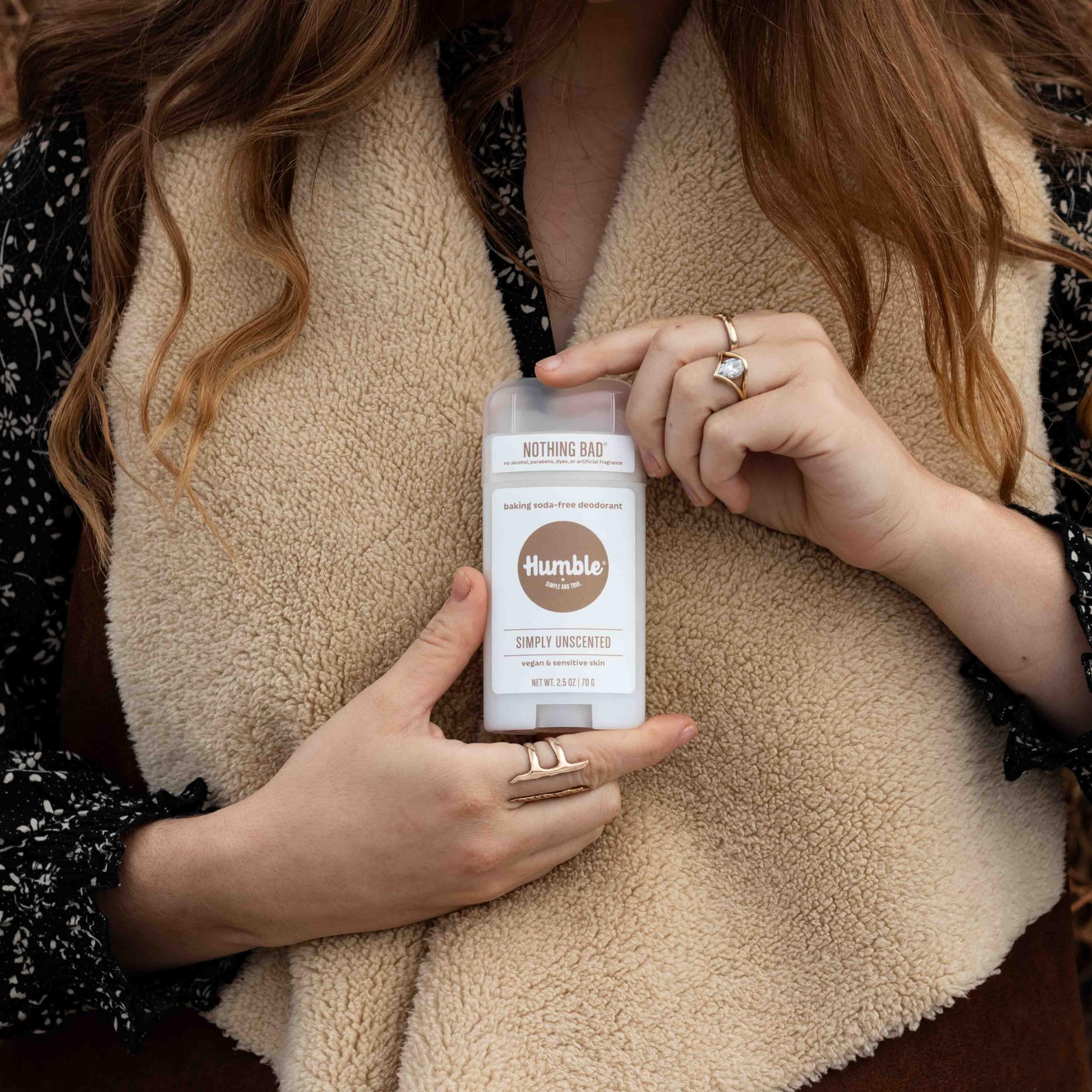 Humble Brands aluminum-free deodorant ingredients, MCT oil close-up.