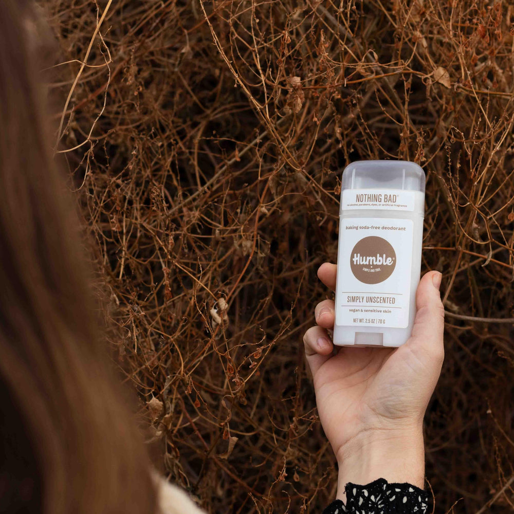 Humble Brands aluminum-free deodorant with non-GMO corn starch.