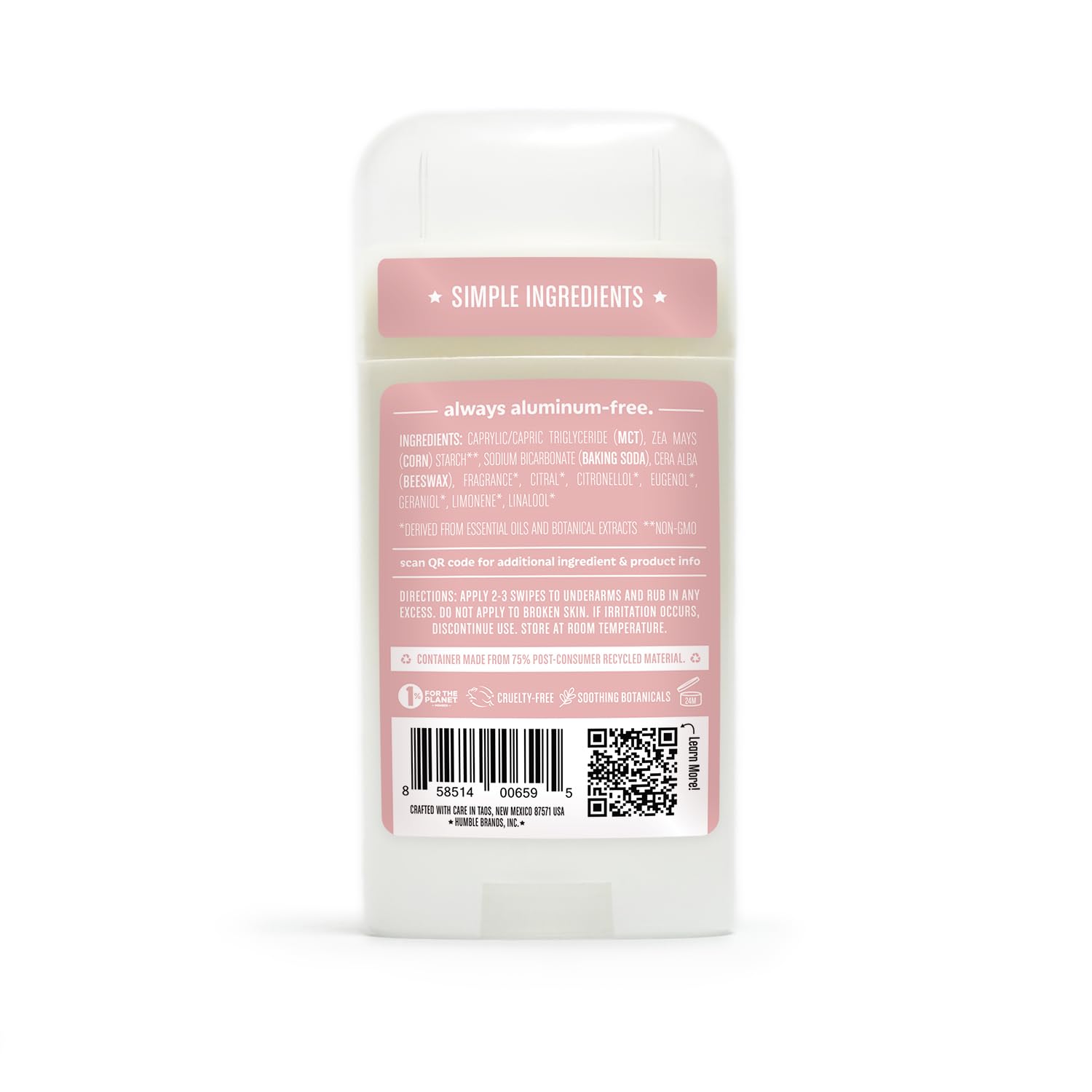 HUMBLE BRANDS daily skincare routine with aluminum-free deodorant enhances comfort.