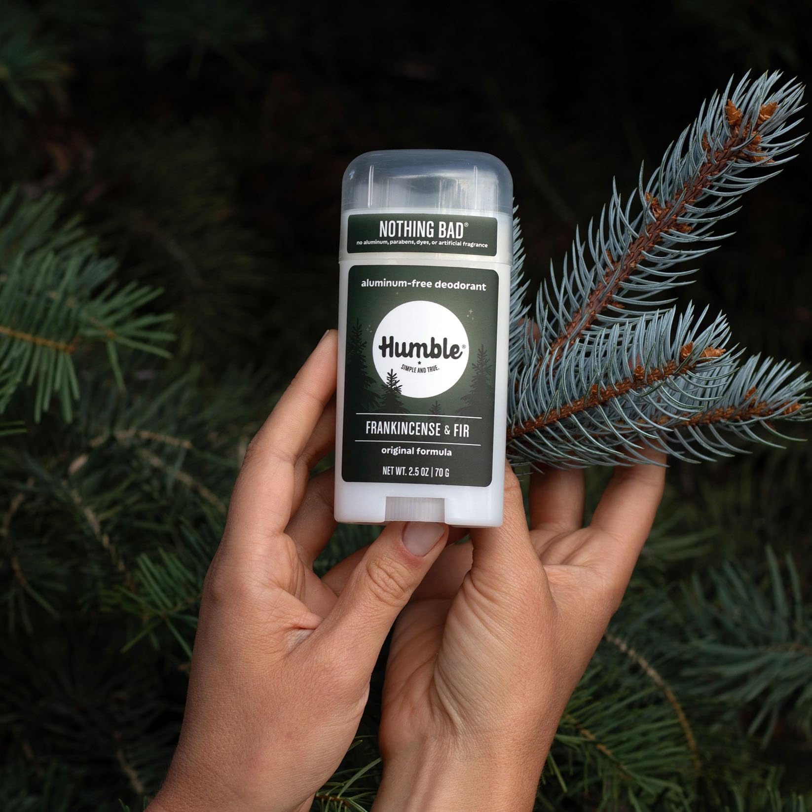 HUMBLE Simple and True Original Formula deodorant with baking soda neutralizes odors effectively.