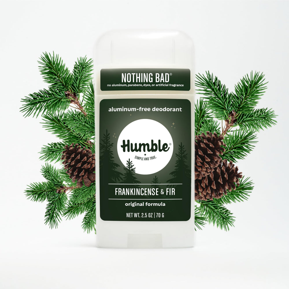 HUMBLE Simple and True Original Formula deodorant with non-GMO corn starch supports gentle odor management.