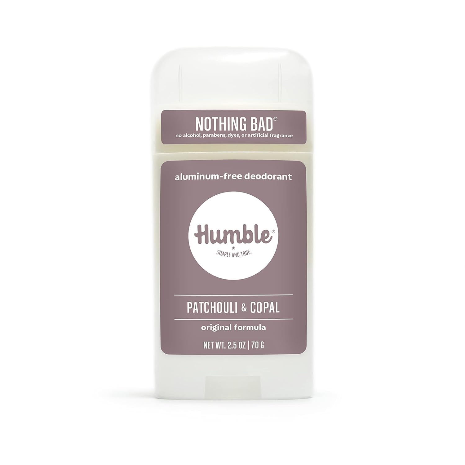 HUMBLE BRANDS Patchouli Copal Frankincense deodorant front view for daily use.
