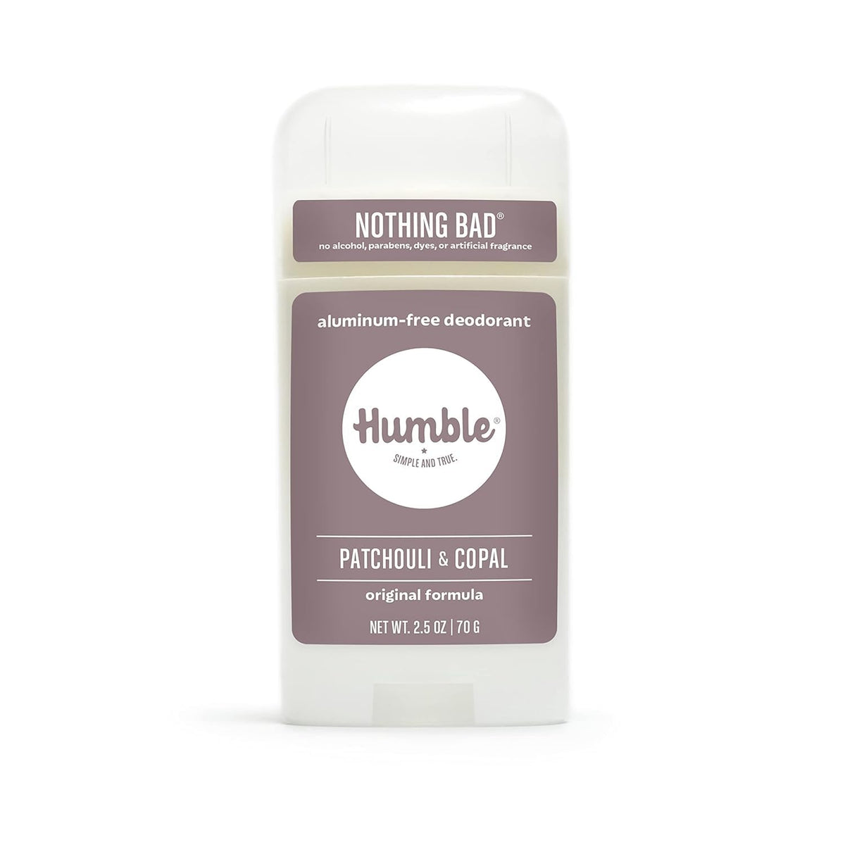 HUMBLE BRANDS Patchouli Copal Frankincense deodorant front view for daily use.