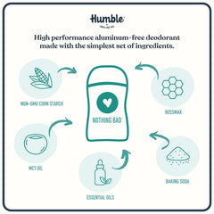 HUMBLE BRANDS deodorant tube cap close-up for easy on-the-go application.