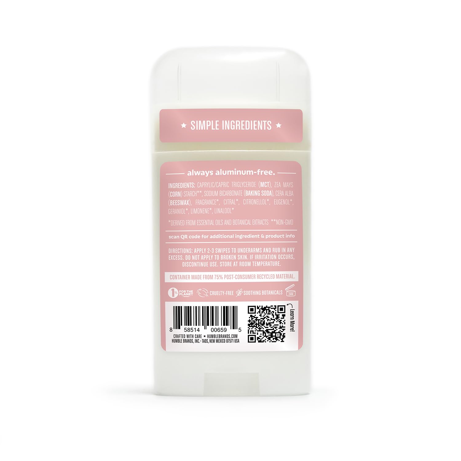 HUMBLE Leaping Bunny certified cruelty-free label on packaging.
