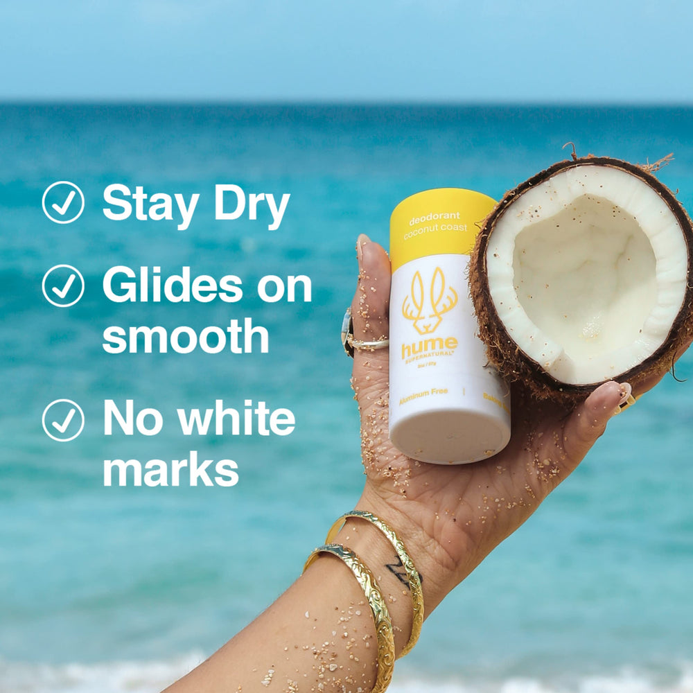 Hume Aluminum-free label communicates safe, skin-friendly formulation.