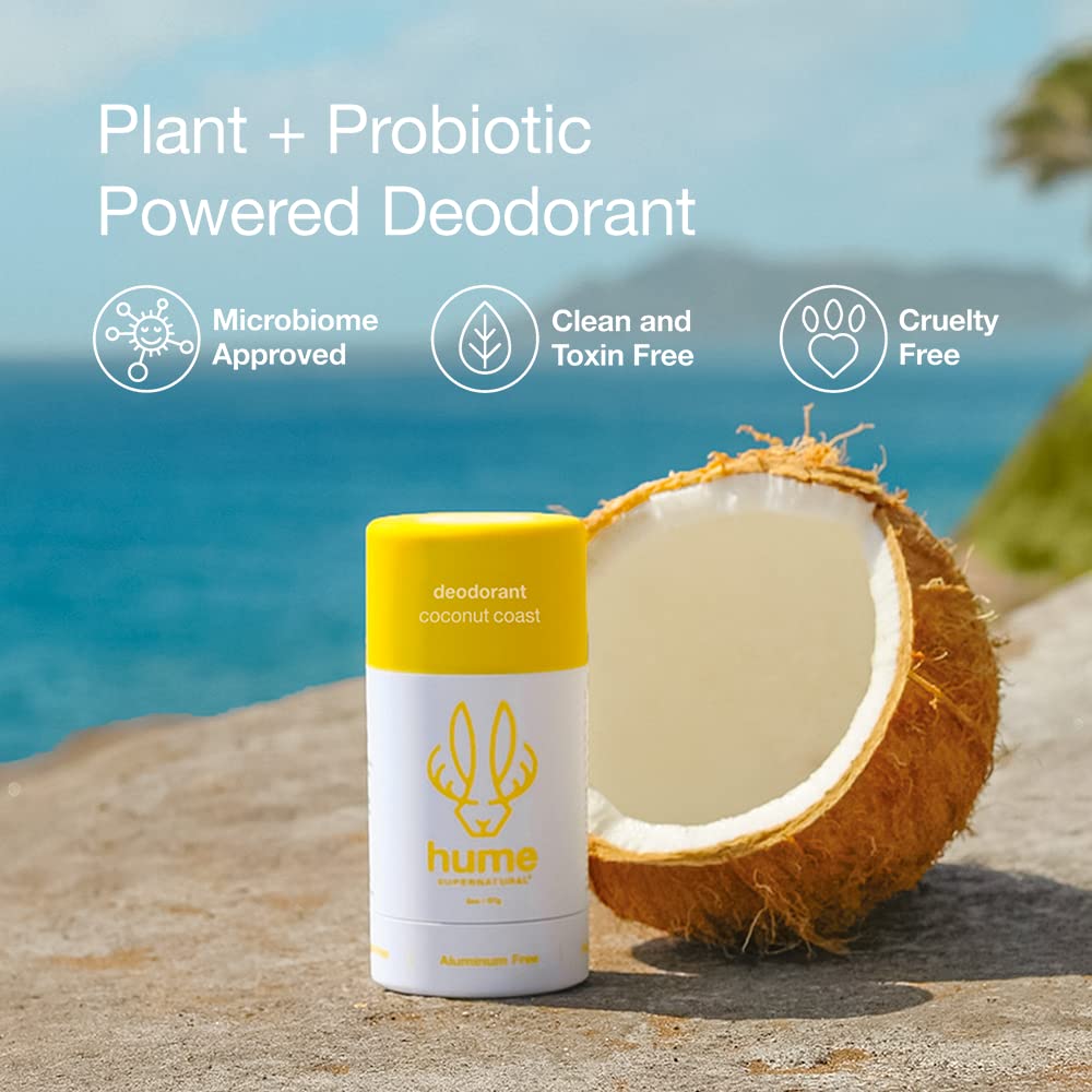 Hume Coconut Coast deodorant stick close-up reveals creamy texture.
