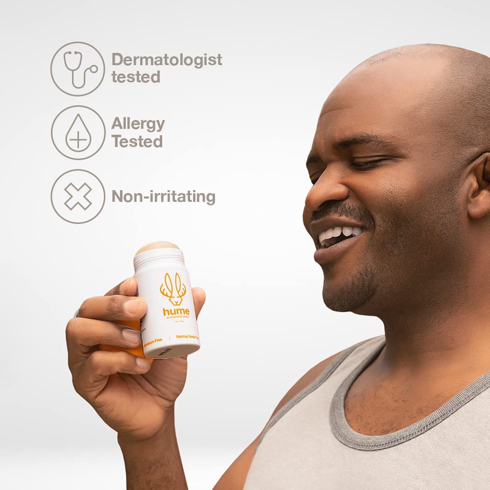 Hume Supernatural allergen-free, dermatologist-tested badge on packaging
