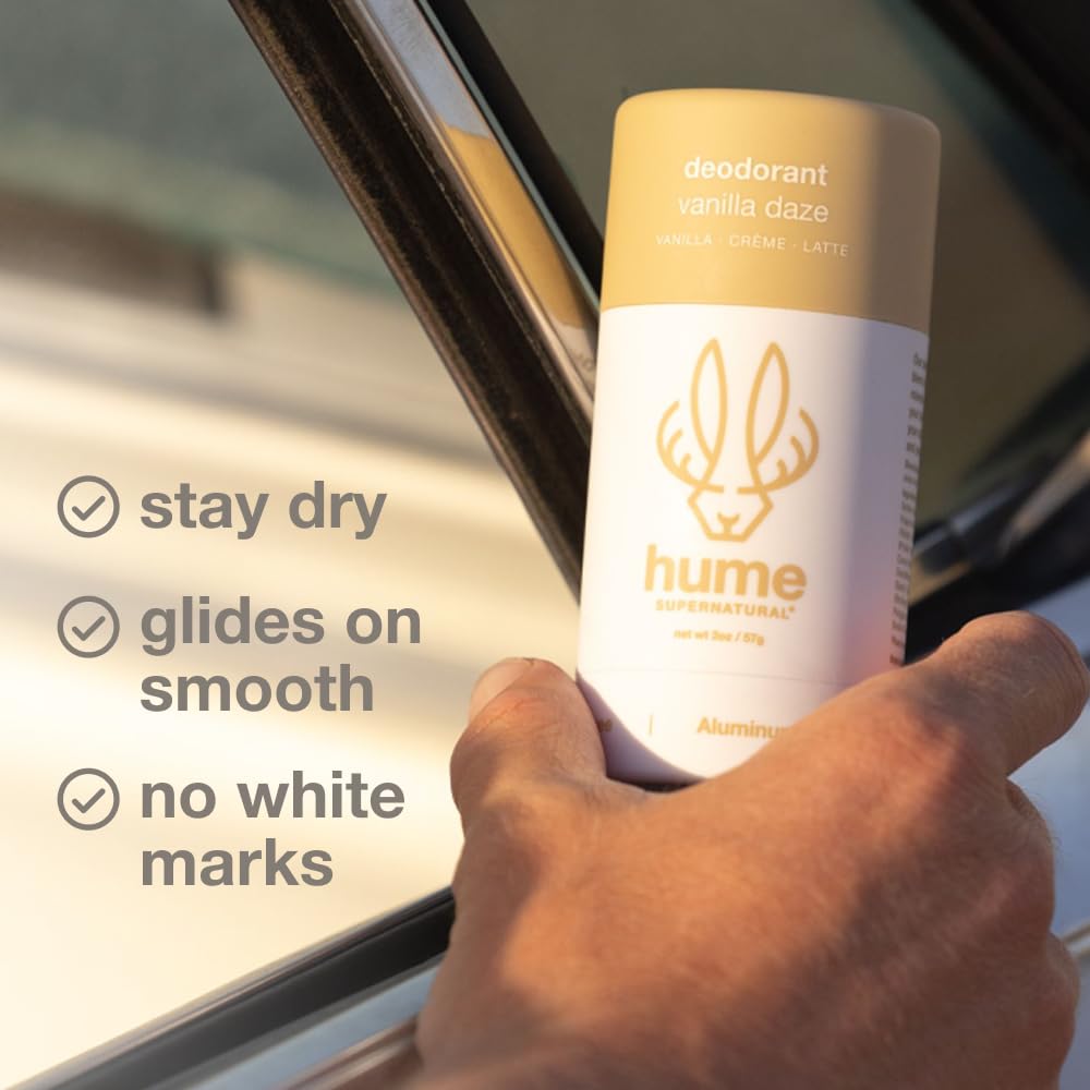 Aloe leaf highlights soothing properties in HUME deodorant.