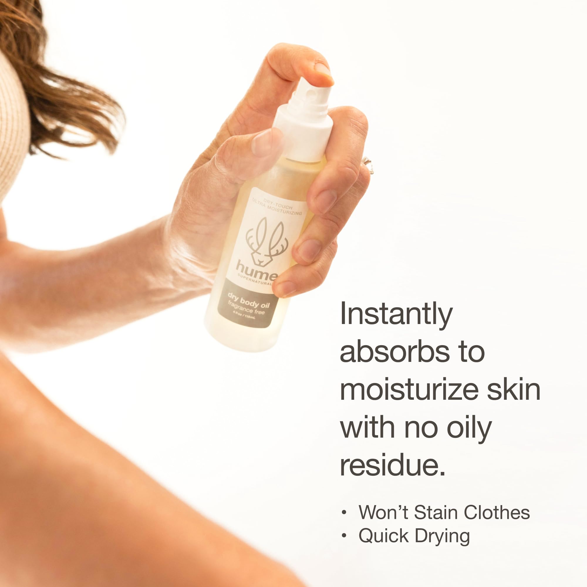 HUME SUPERNATURAL apricot kernel oil pour demonstrates lightweight moisture.