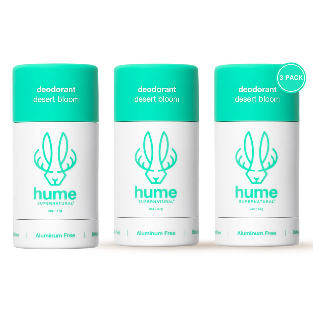 Hume Supernatural Desert Bloom roll-on bottle with aluminum-free formula for sensitive skin.