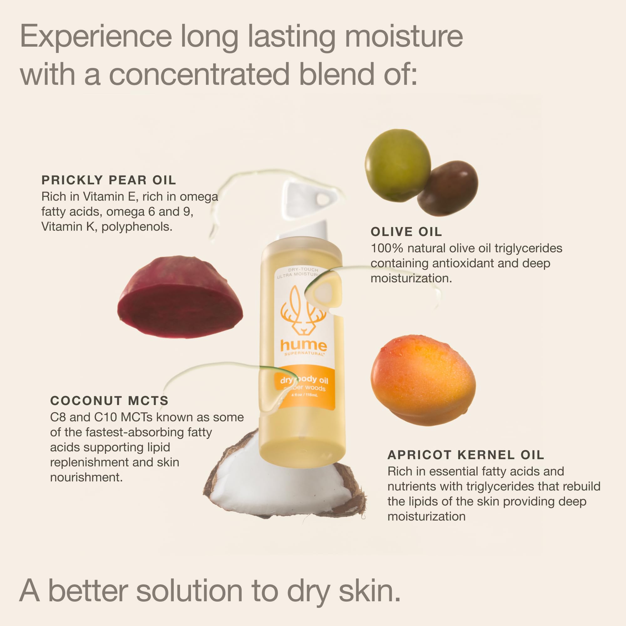 Spray-and-rub technique with HUME SUPERNATURAL oil for even hydration.