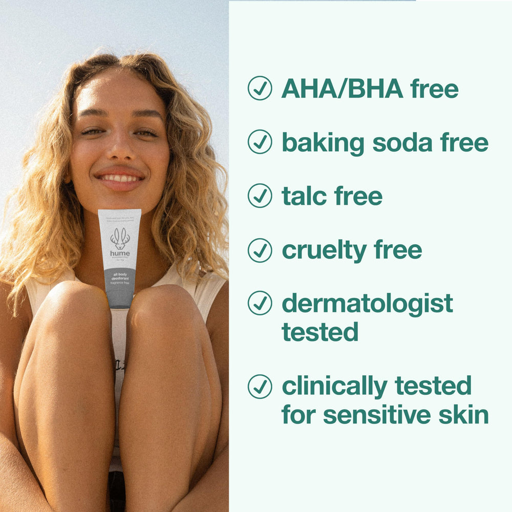 HUME SUPERNATURAL fragrance-free balm applying smoothly on skin