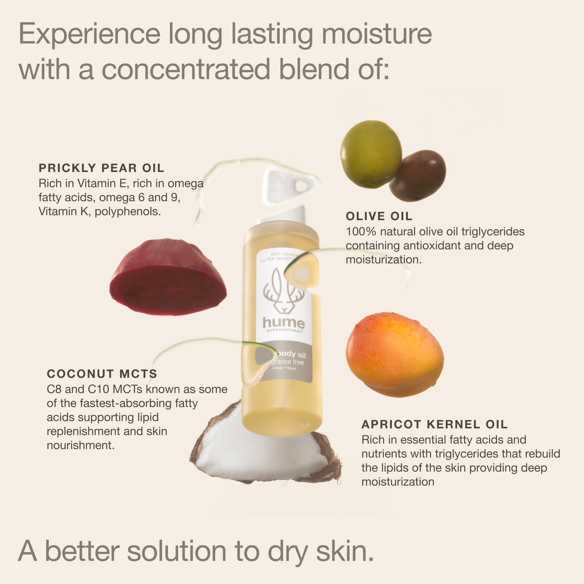 HUME SUPERNATURAL fragrance-free label highlights clean formulation