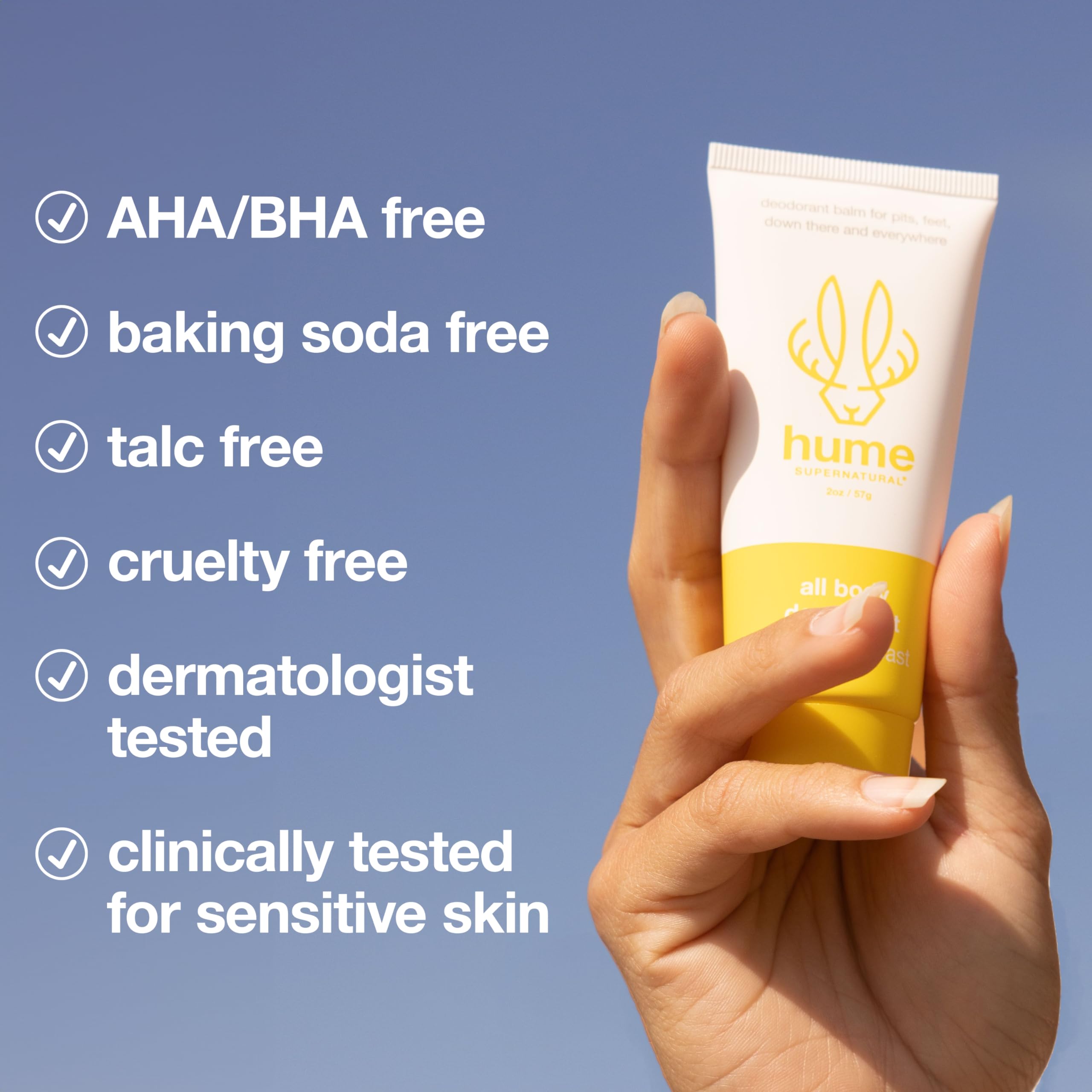 Hume Supernatural silky balm texture glides on smoothly with a non-greasy finish.