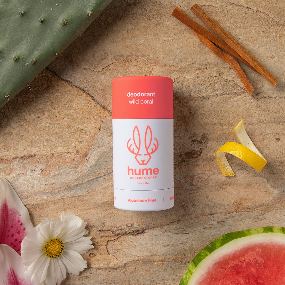 Wild Coral box front showcases natural plant-based deodorant branding