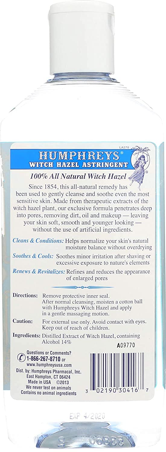 Humphrey's Witch Hazel Gentle application with cotton pad for refreshing skincare