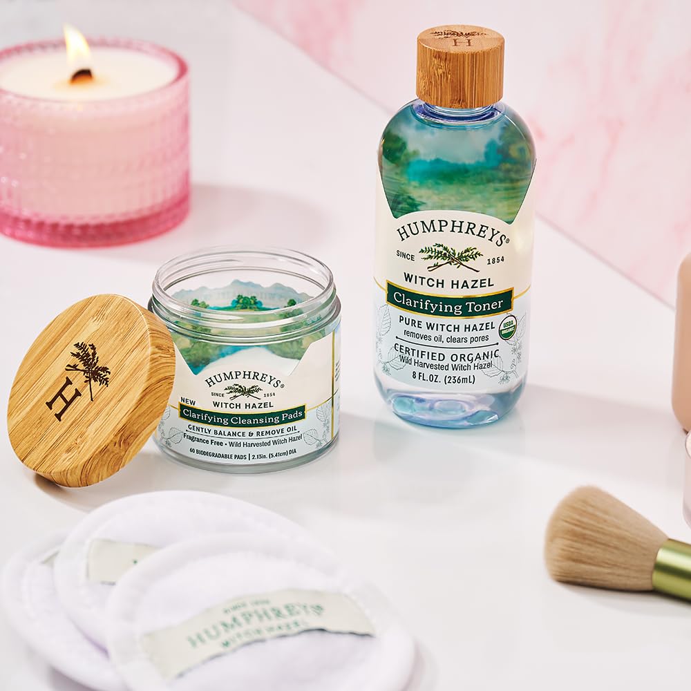 Humphreys Witch Hazel Toner bathroom scene invites daily skincare ritual.