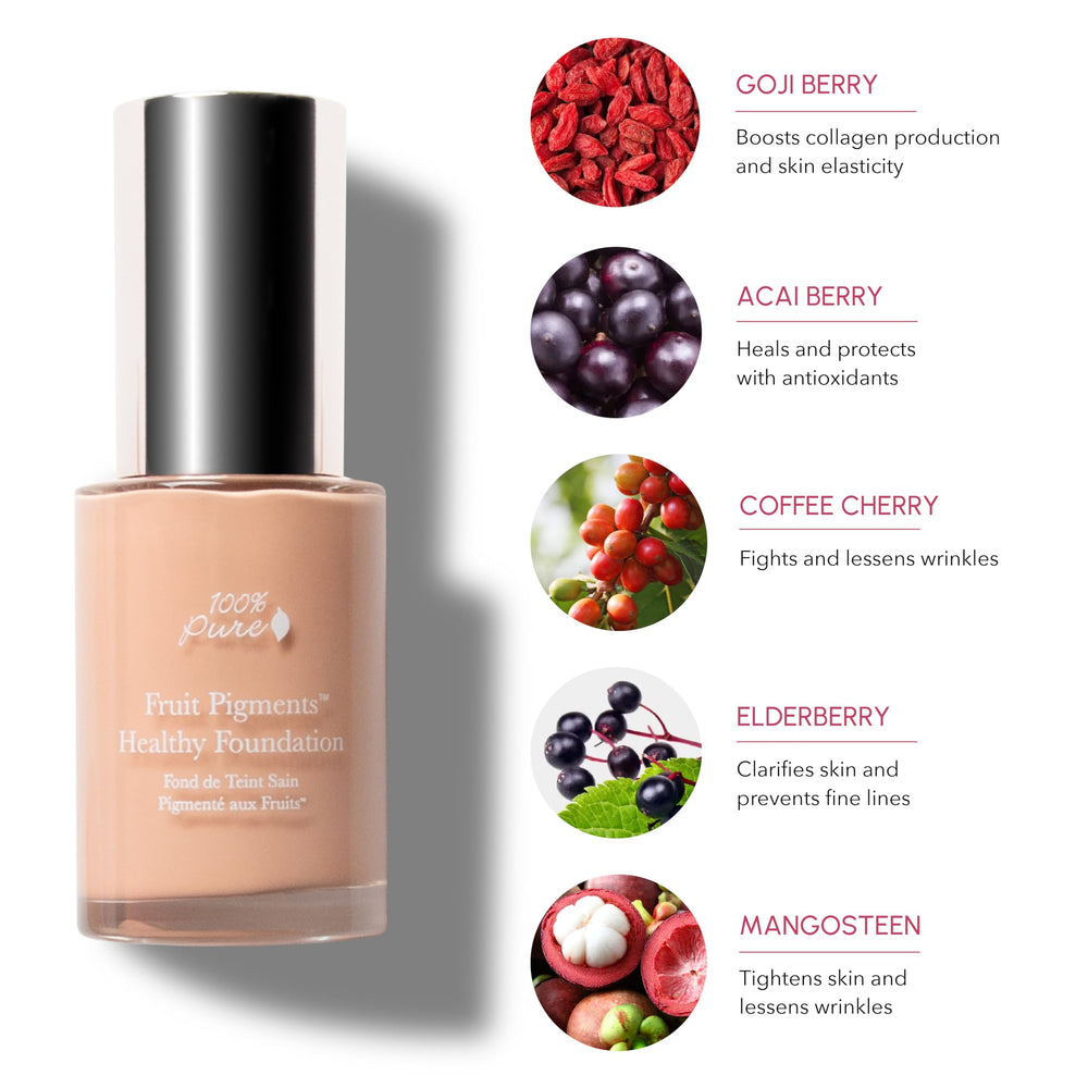 HundredPercentPure Healthy Foundation cream texture on hand emphasizes easy blending and comfortable wear.
