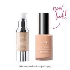HundredPercentPure Healthy Foundation packaging label highlights vegan, gluten-free, and cruelty-free benefits.
