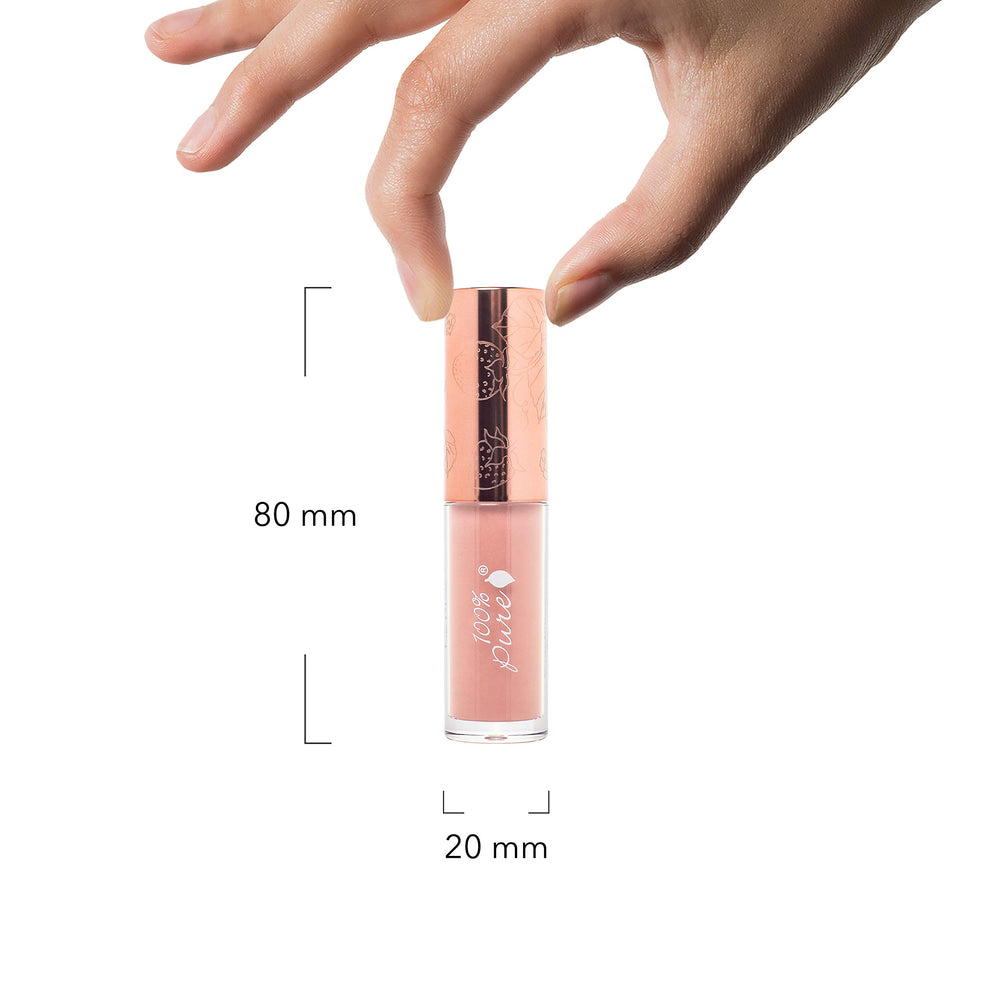 100% PURE Naked lip gloss compact tube for quick applications.