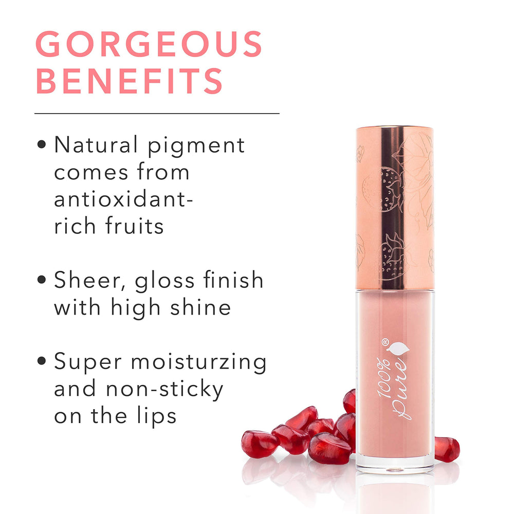 100% PURE Naked lip gloss vitamin E cocoa butter for soft moisturizing lips.