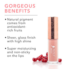 100% PURE Naked lip gloss vitamin E cocoa butter for soft moisturizing lips.