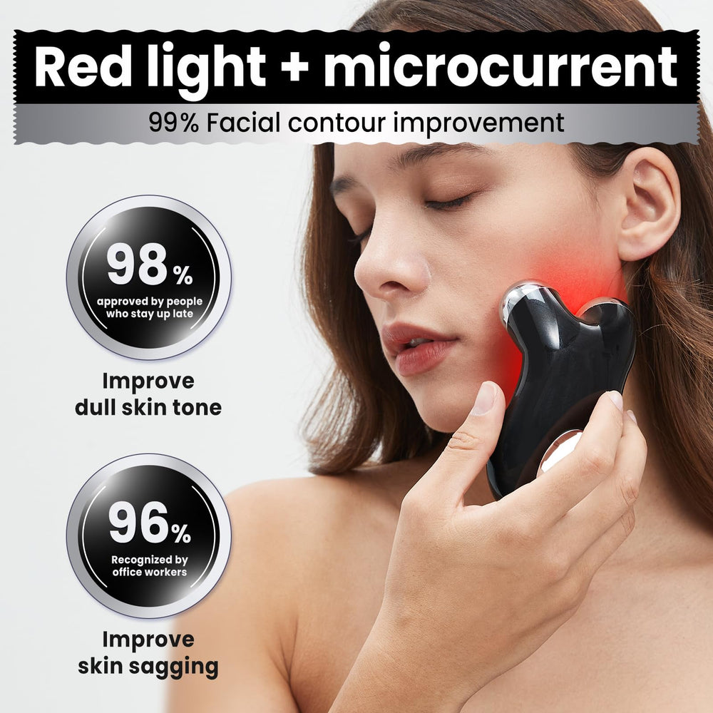 Hunvva EP-300 device showing red light therapy mode for eye area glow