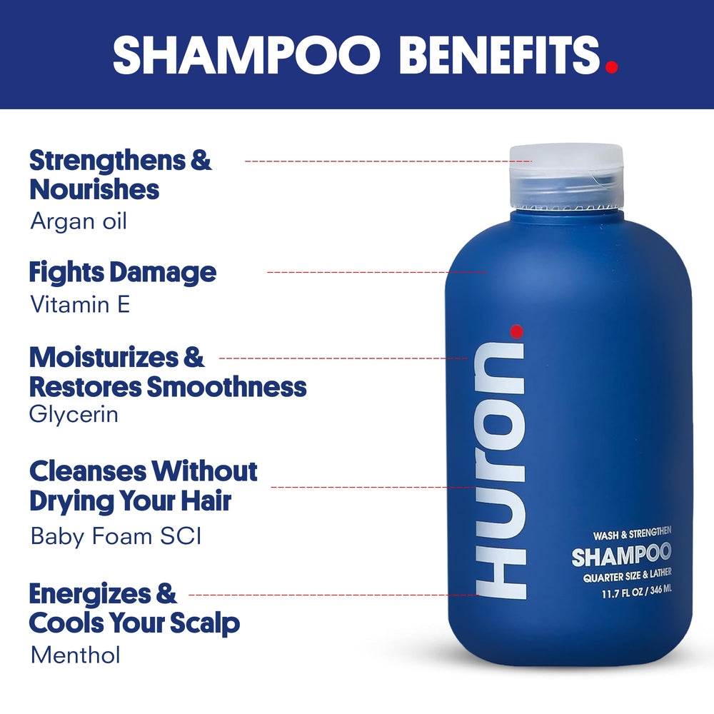 Huron Argan oil nourishing ingredient close-up highlights conditioning benefits.