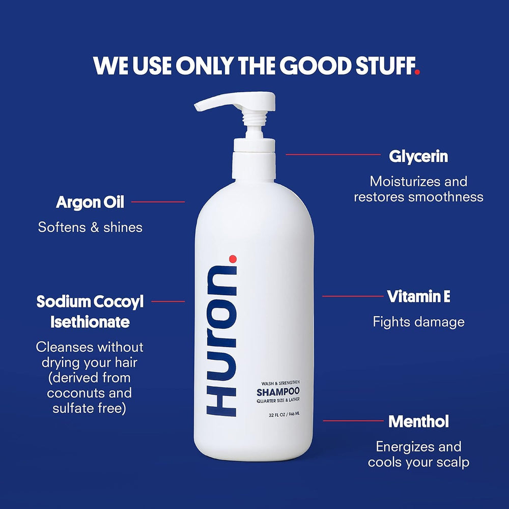 Huron Jumbo Shower Kit body wash bottle provides gentle cleanse with aloe hydration.