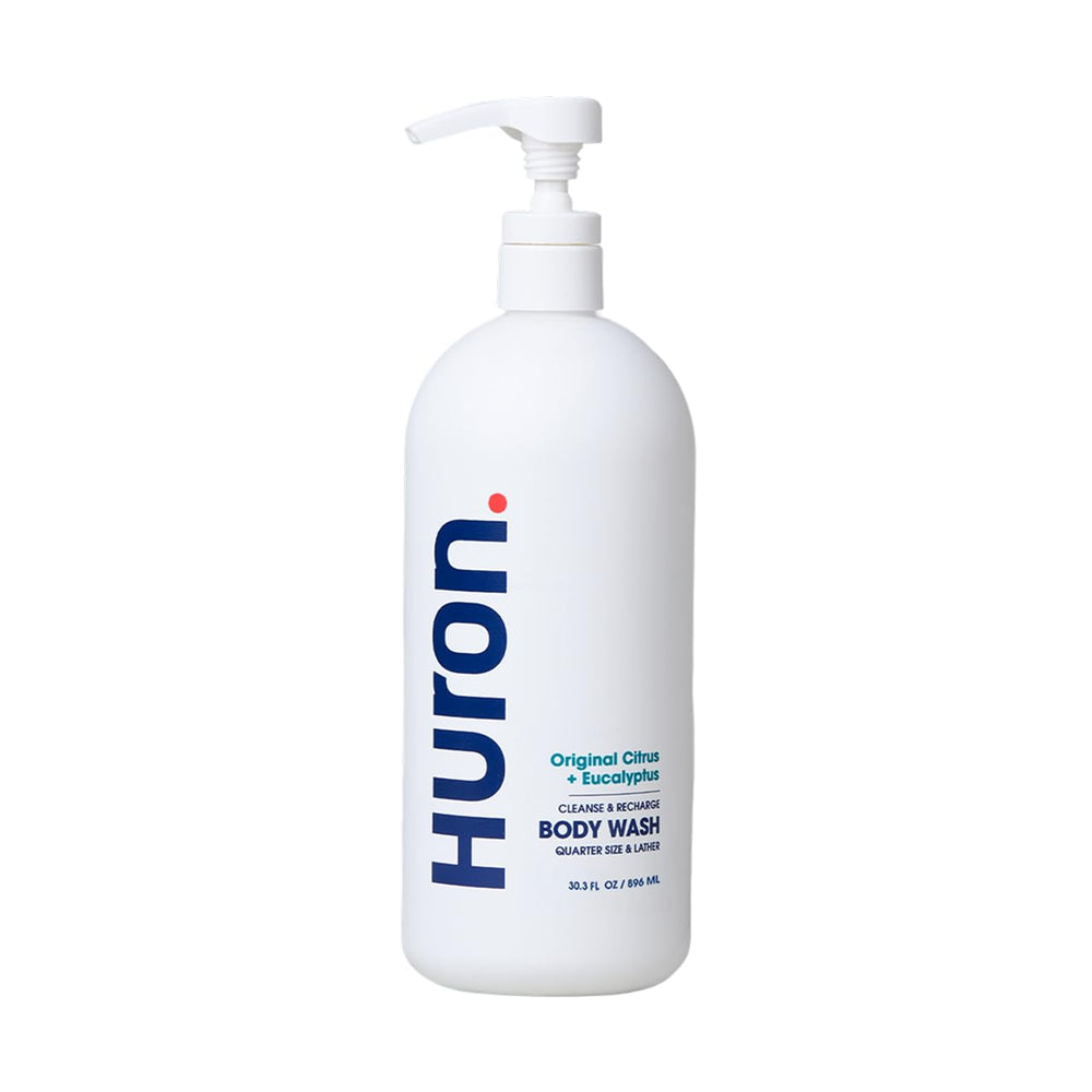 Huron men's body wash Crisp Citrus bottle delivers refreshing scent and clean skin