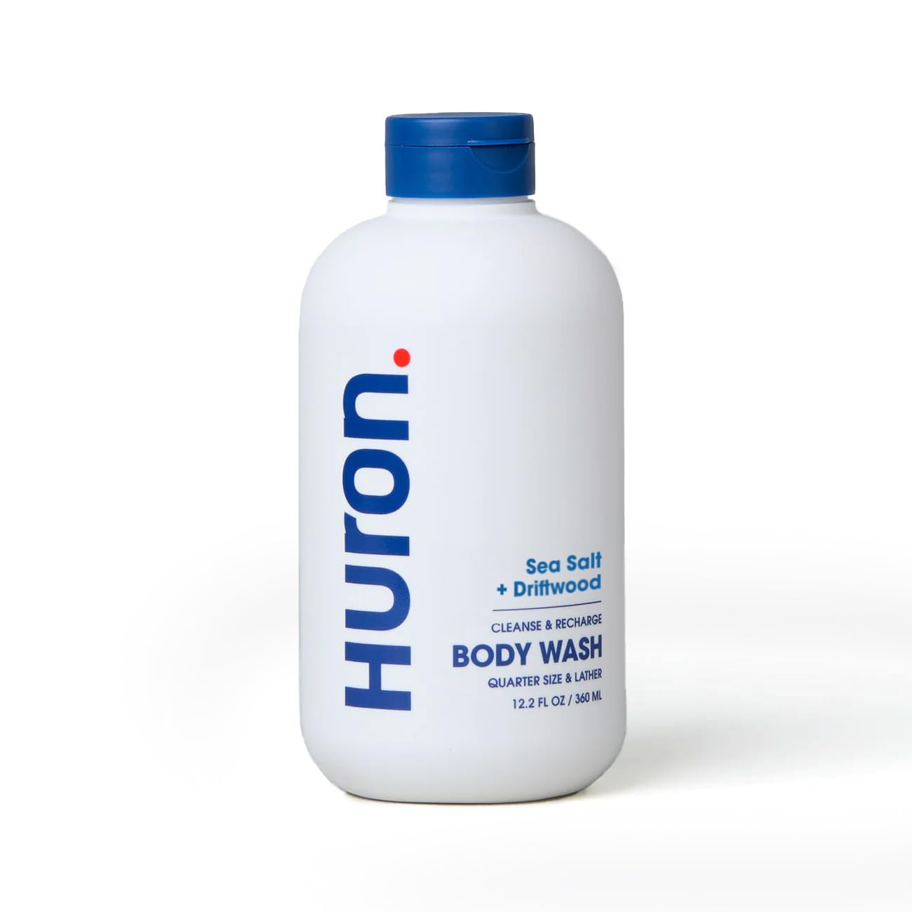Huron men's body wash bottle pour for quick daily refresh and deodorization.