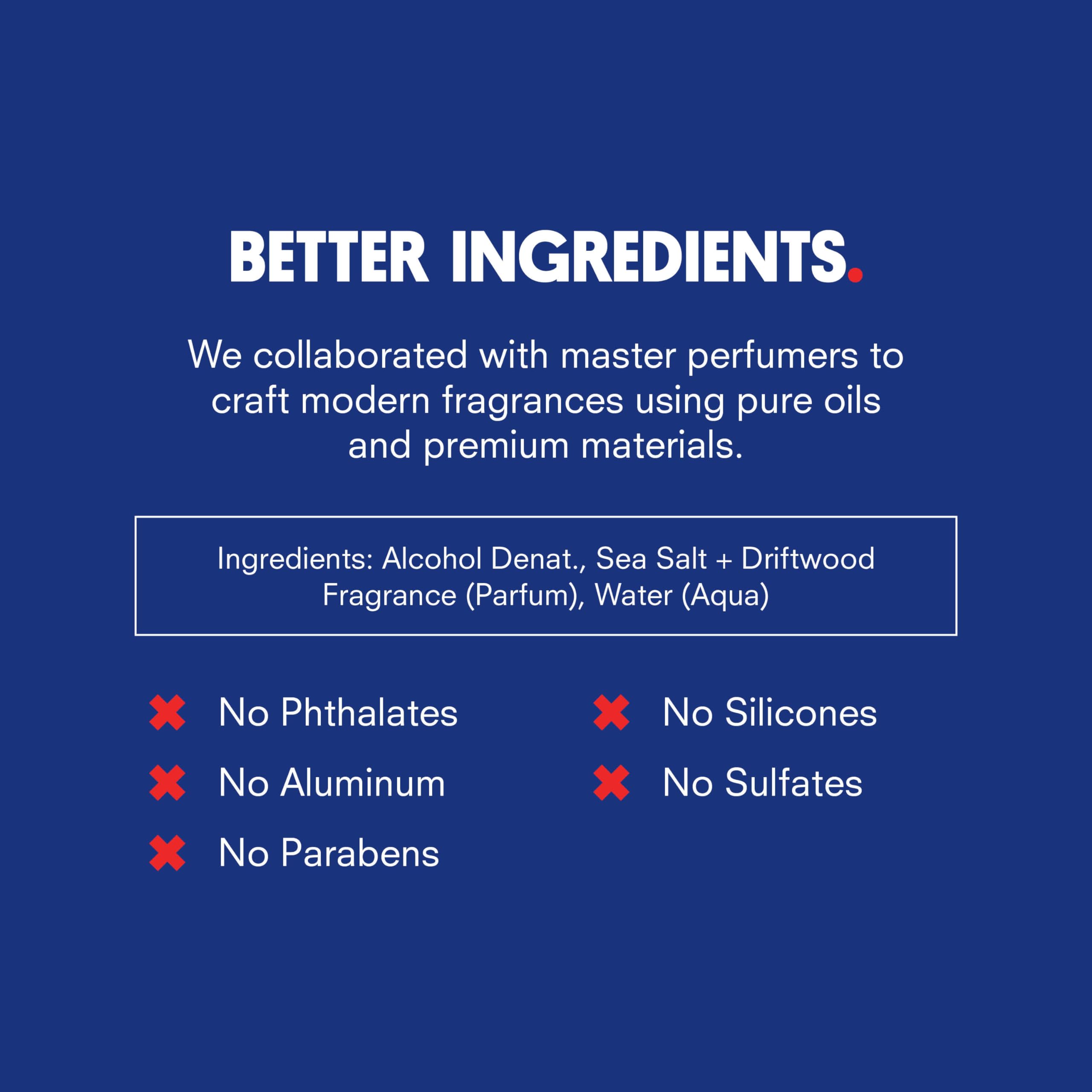 Huron Men's Cologne label detail, emphasizing safe ingredients and paraben-free formula.