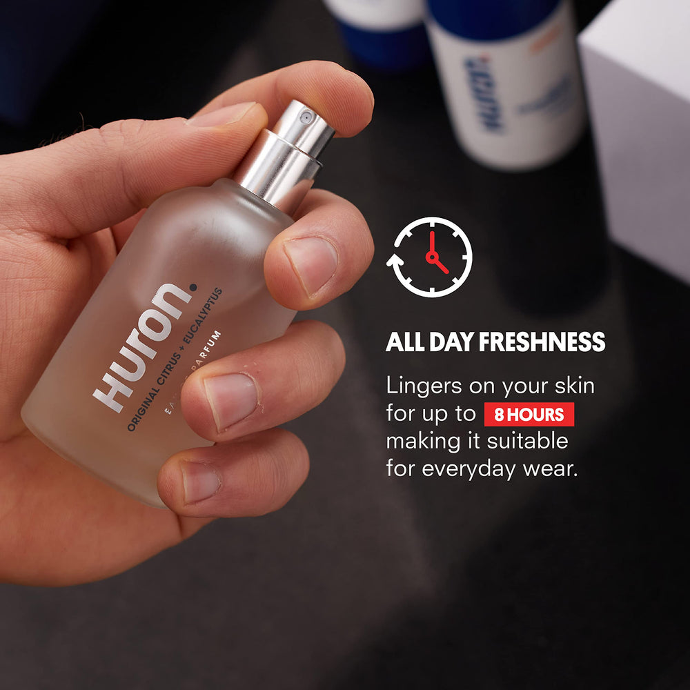 Huron Men’s Cologne mint accent, cool touch for active days.