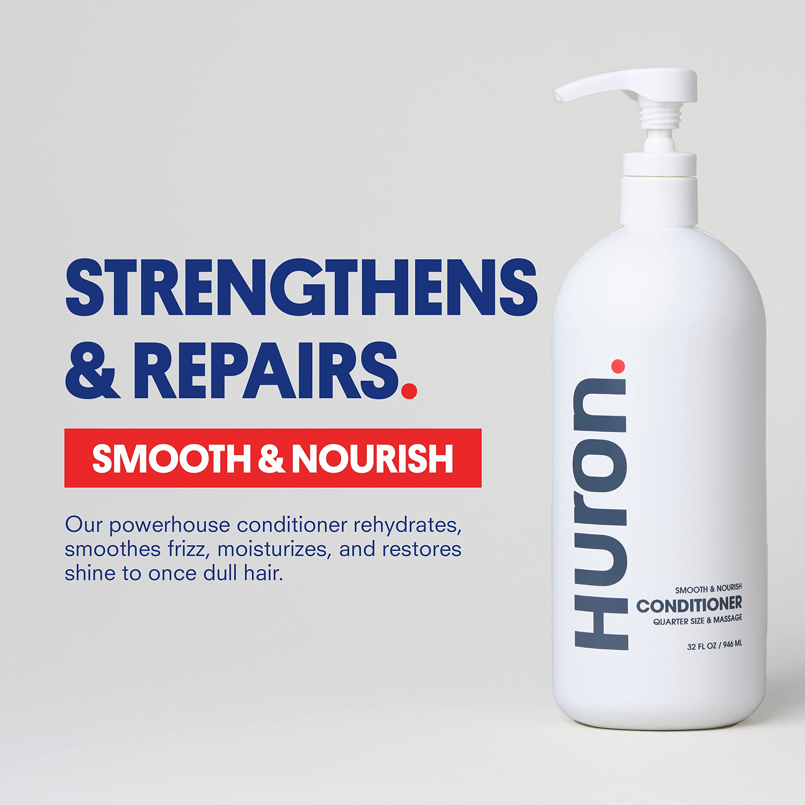 Huron Men's Conditioner bottle back highlights vegan, cruelty-free ingredients and recyclable packaging.