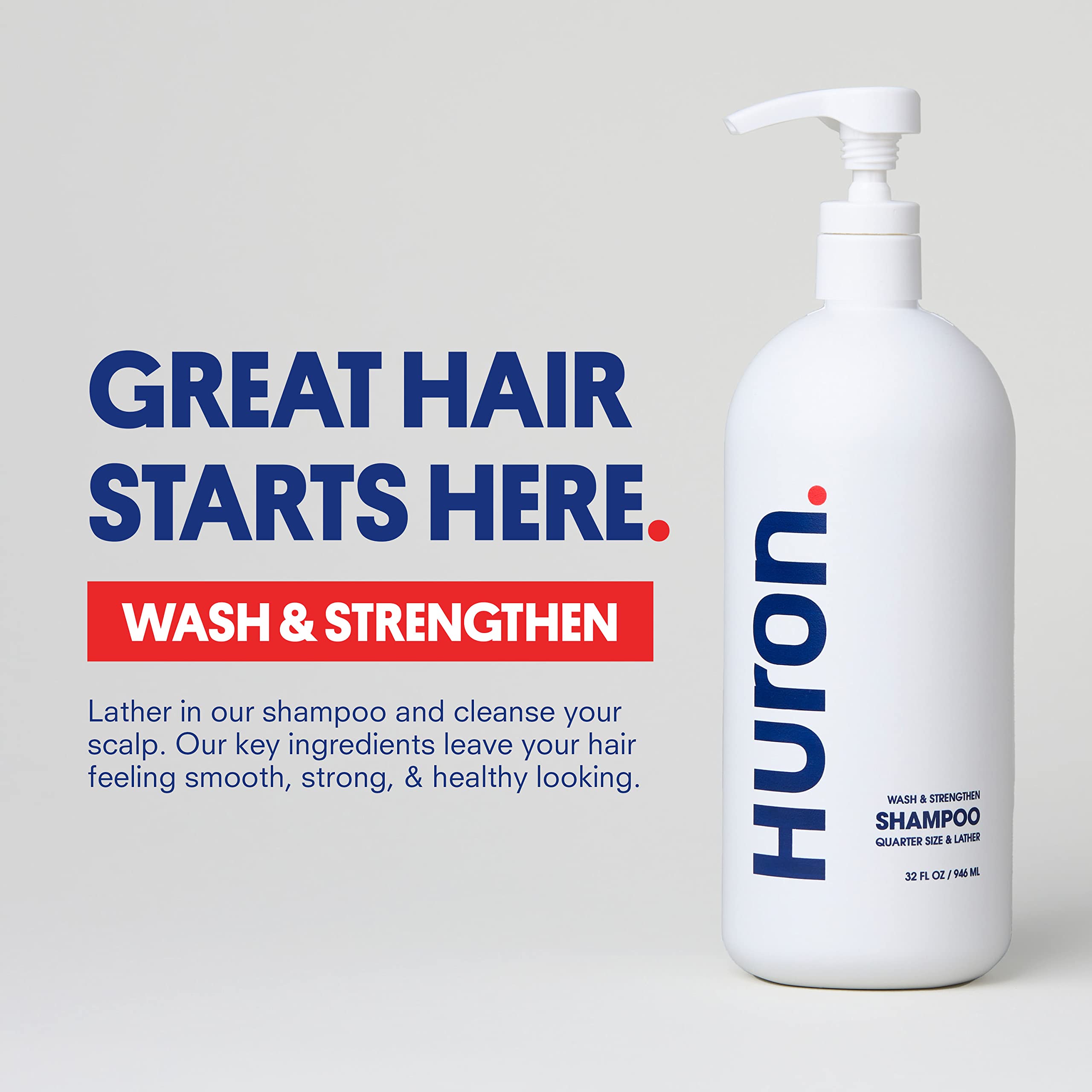 Huron shampoo label close-up highlighting argan oil and vitamins E and B7