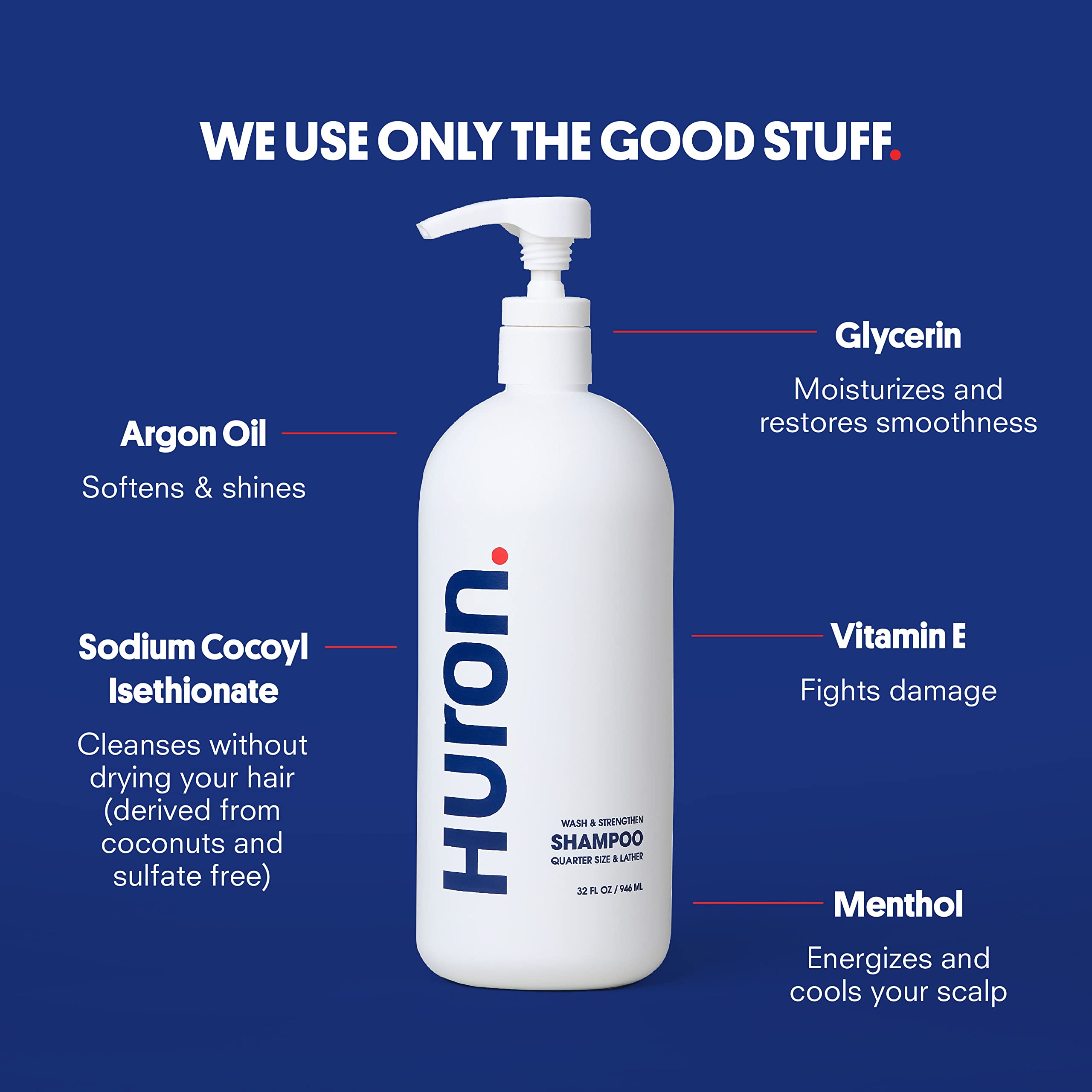 Huron Men's Fresh Scent Daily Shampoo lathering in hand for cleansing