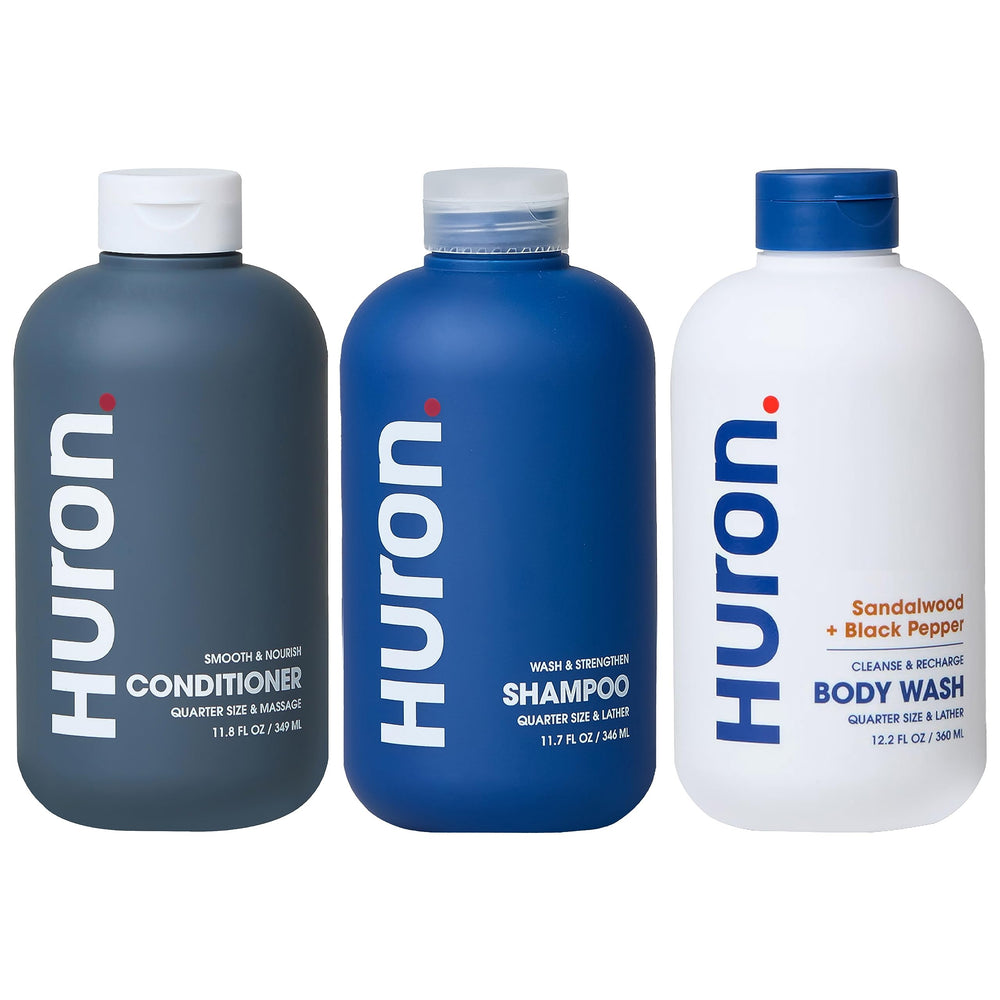 Huron Shower Kit shampoo bottle with hydrating formula for daily hair care