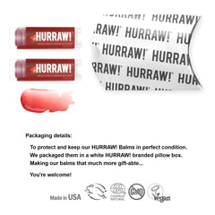 Hurraw! Black Cherry tinted lip balm tubes ready for daily vegan hydration.