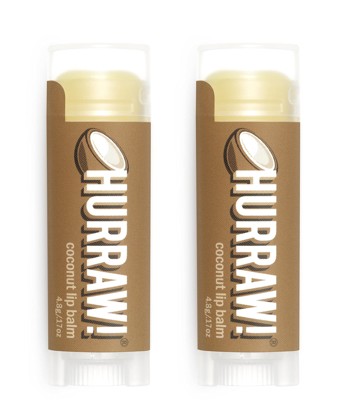 Hurraw! Coconut Lip Balm two-pack in a white box for daily moisture