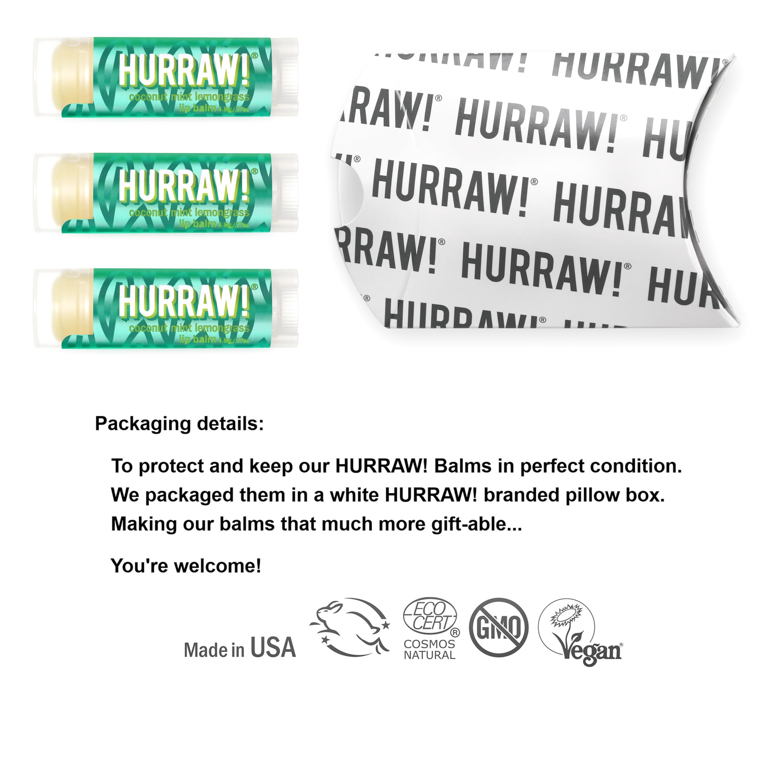 Hurraw coconut mint lemongrass pitta tubes front for on-the-go use
