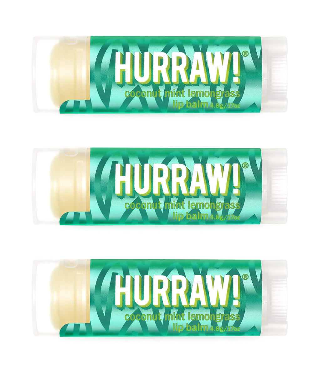 Hurraw coconut mint lemongrass pitta packaging shows eco-friendly 3-pack design