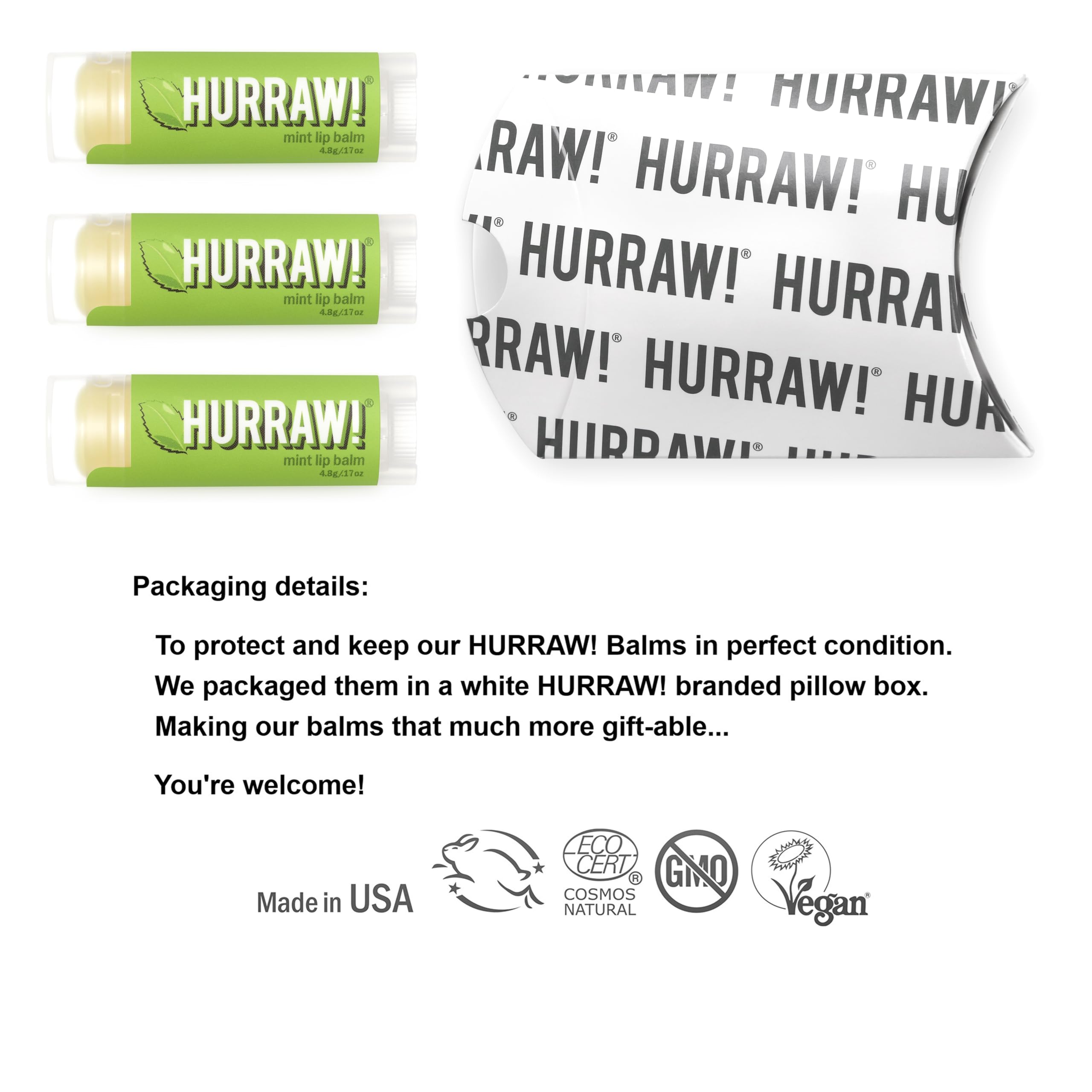 Close-up of mint balm tube showing icy tingle and smooth texture.