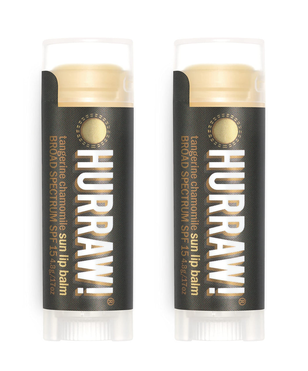 Hurraw! Sun Lip Balm Tangerine-Chamomile tube front provides creamy, long-lasting lip protection.