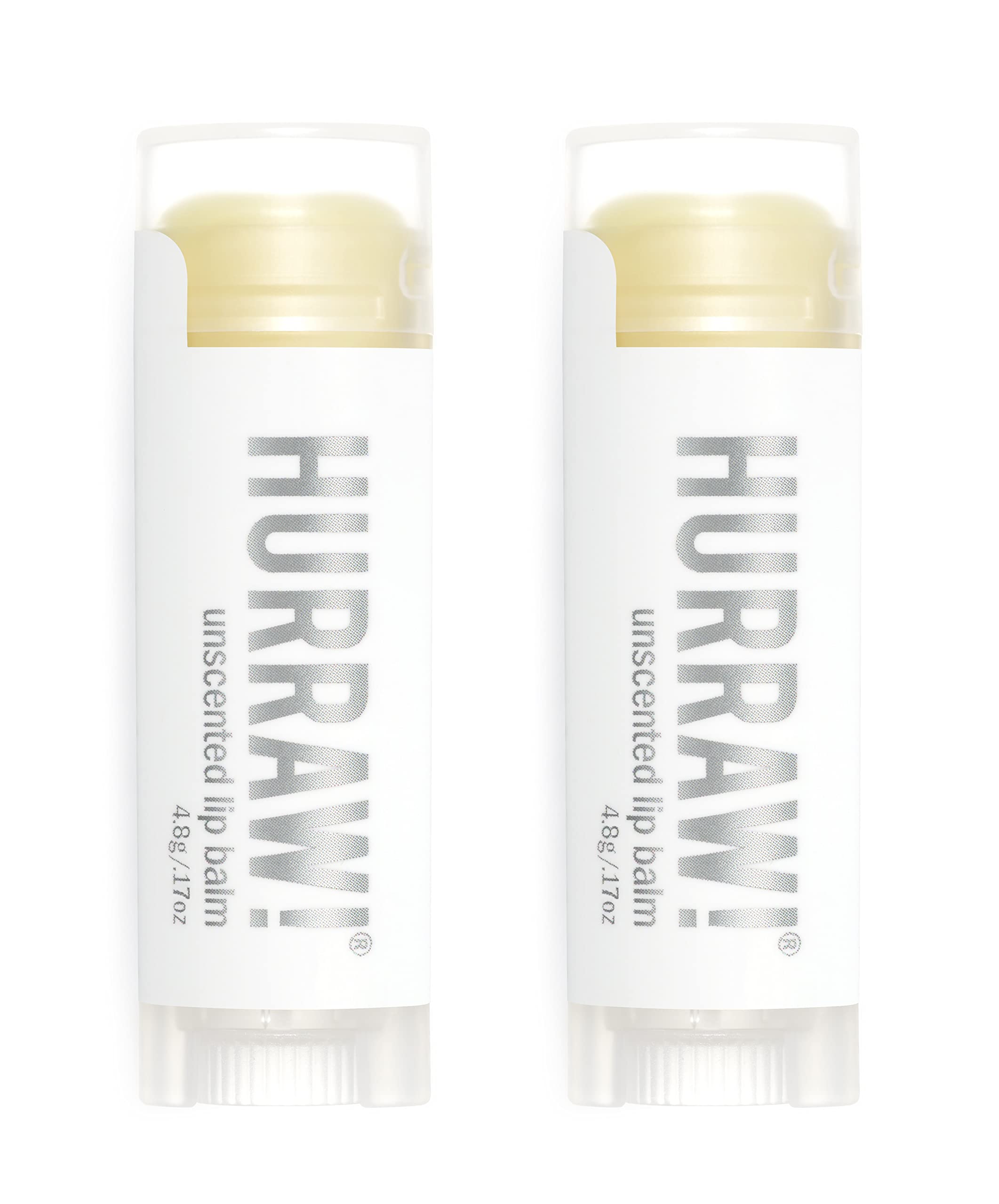 Hurraw! unscented lip balm 2-pack tubes for daily lip hydration.