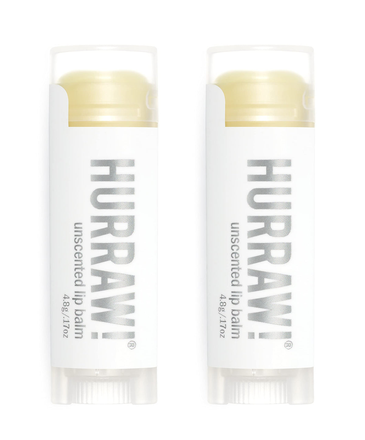 Hurraw! unscented lip balm 2-pack tubes for daily lip hydration.