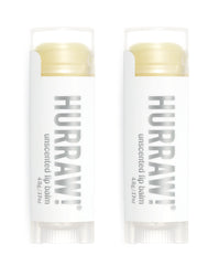 Hurraw! unscented lip balm 2-pack tubes for daily lip hydration.