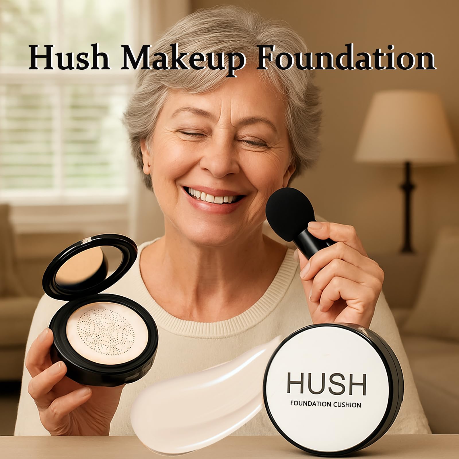 Hush Makeup Ivory fair swatch closeup reveals pink-neutral undertones and natural coverage