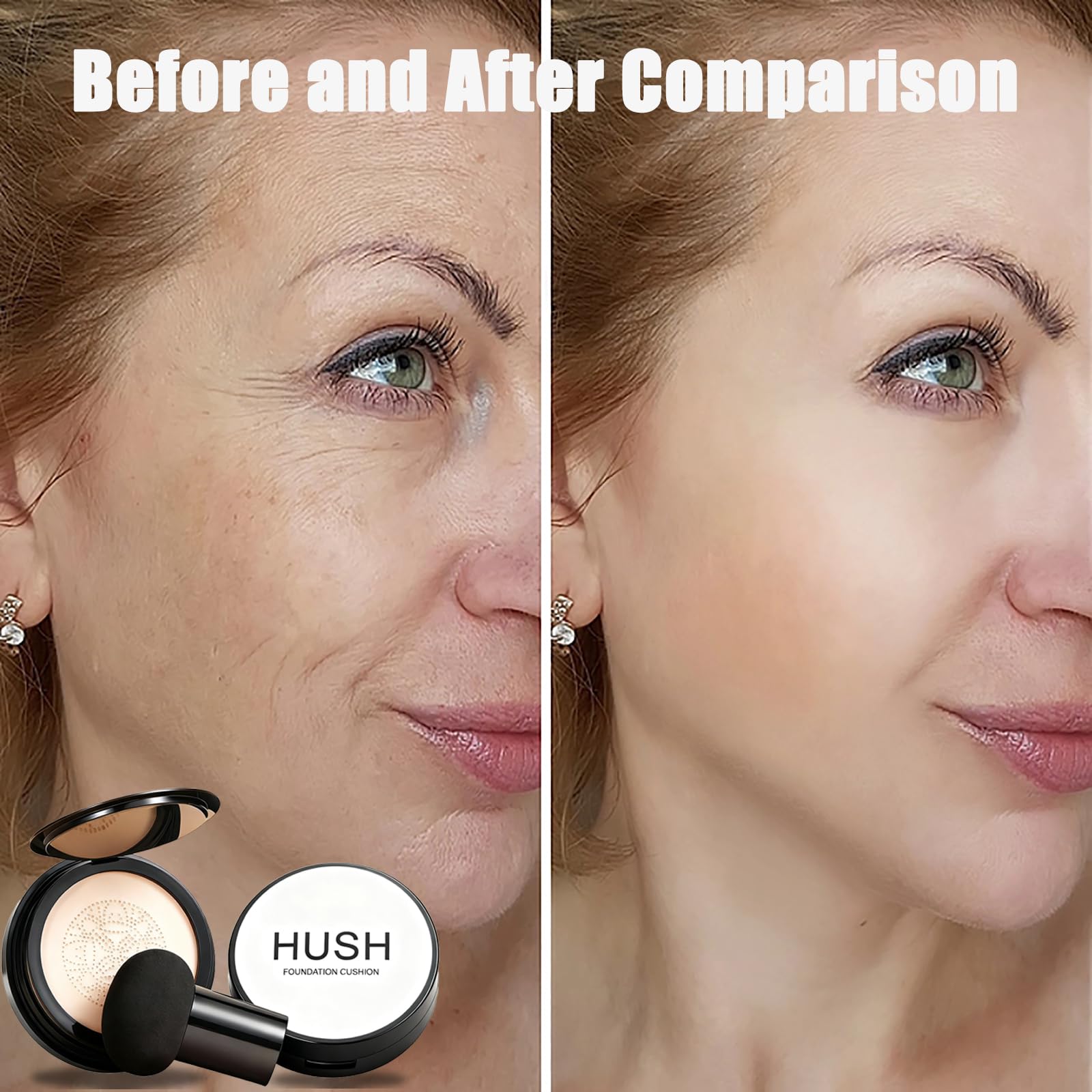 Hush Makeup mature-skin friendly formula supports longwear hydration and comfort.