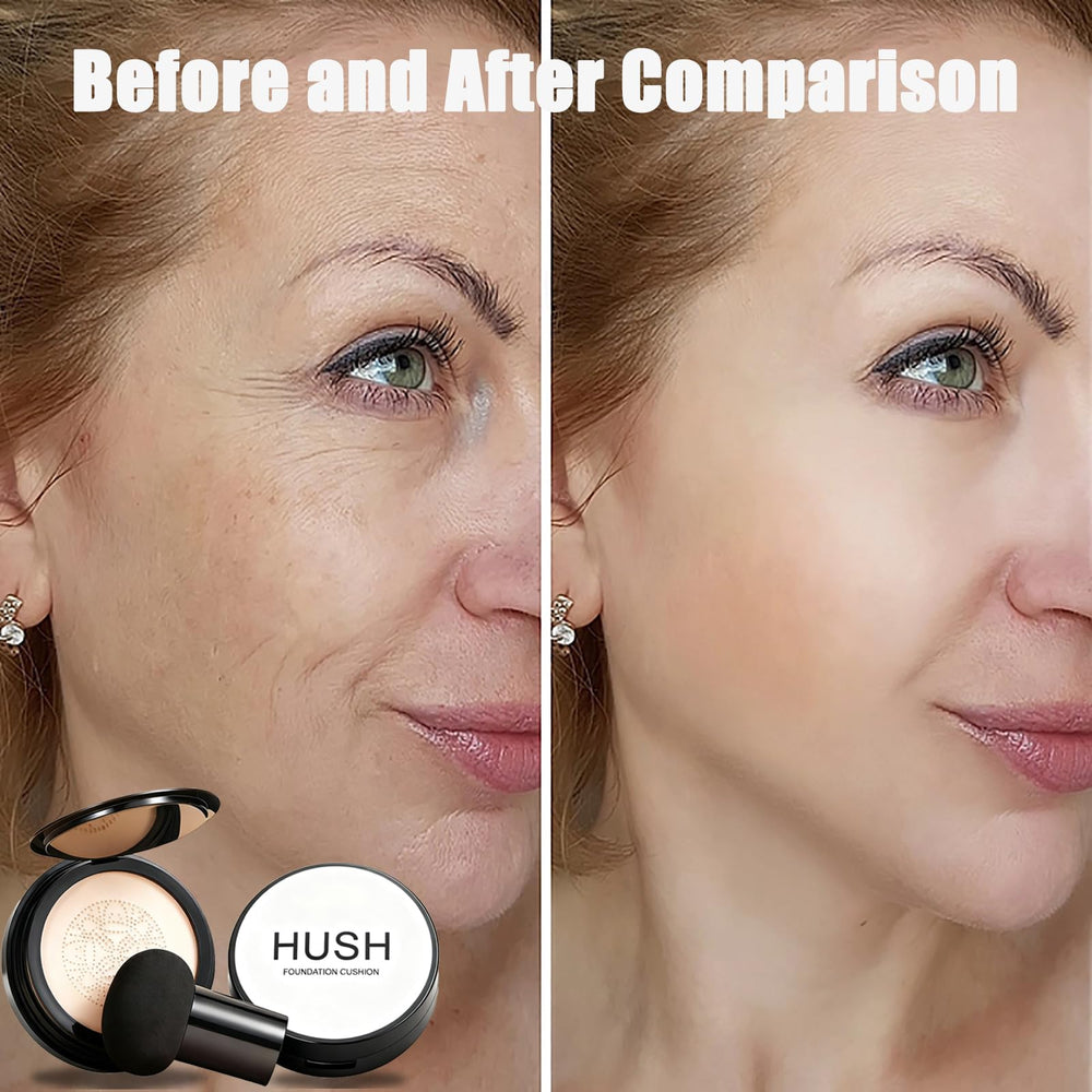 Hush Makeup mature-skin friendly formula supports longwear hydration and comfort.
